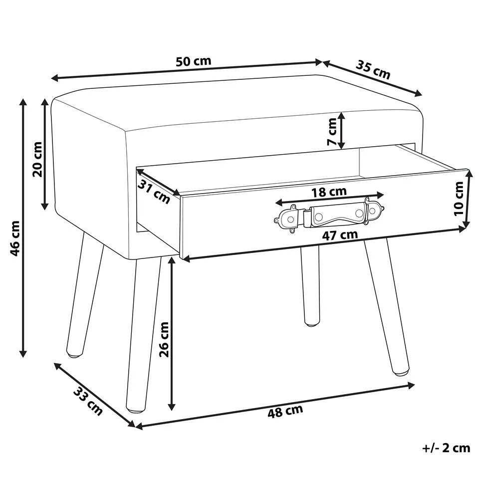 Beliani Nachtkast EUROSTAR - Beige Kunstleer 4 Beliani Nachtkast EUROSTAR - Beige Kunstleer - Afbeelding 2
