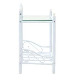 VidaXL Nachtkastjes 45x30,5x60 Cm Staal En Gehard Glas Wit 2 St -Knusse Nacht 0c98be46cb984872a7659af4788f620e