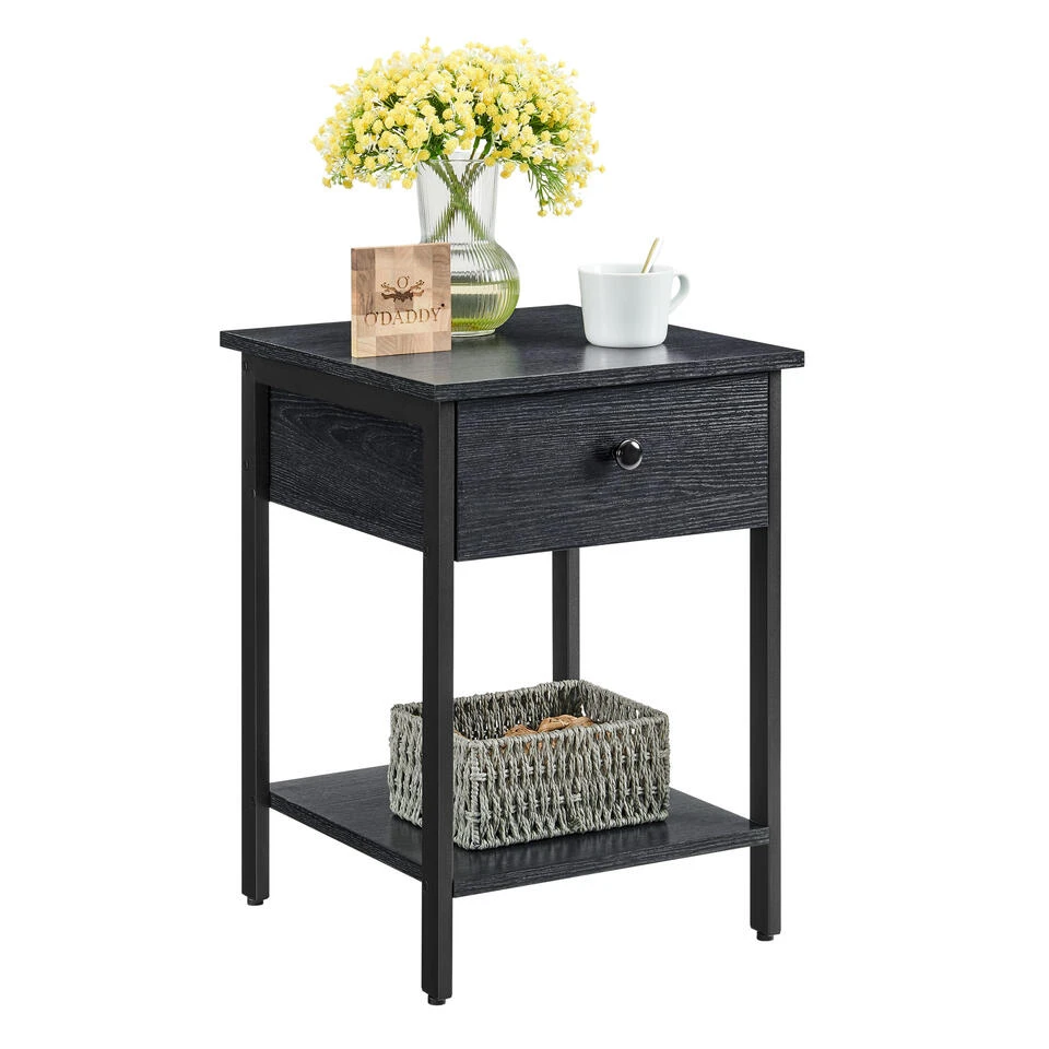 O'DADDY® Nachtkastje Industrieel - Bijzettafel 40x40x55 - Donkergrijs 4 O'DADDY® Nachtkastje Industrieel - Bijzettafel 40x40x55 - Donkergrijs - Afbeelding 2