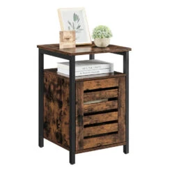 O'DADDY® Nachtkastjes Industrieel - Bijzettafels - 40x40x60 - Bruin -Knusse Nacht 1000012514 0102