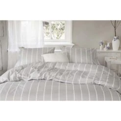 Walra - Dekbedovertrek Preppy Pinstripe - 200x220 Cm - Grijs -Knusse Nacht 1000012864 0103