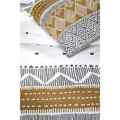 Walra - Dekbedovertrek Ikat Dreams - 140x220 Cm - Wit / Cognac -Knusse Nacht 1000012886 0102