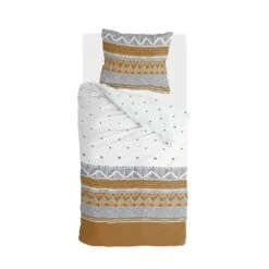 Walra - Dekbedovertrek Ikat Dreams - 140x220 Cm - Wit / Cognac