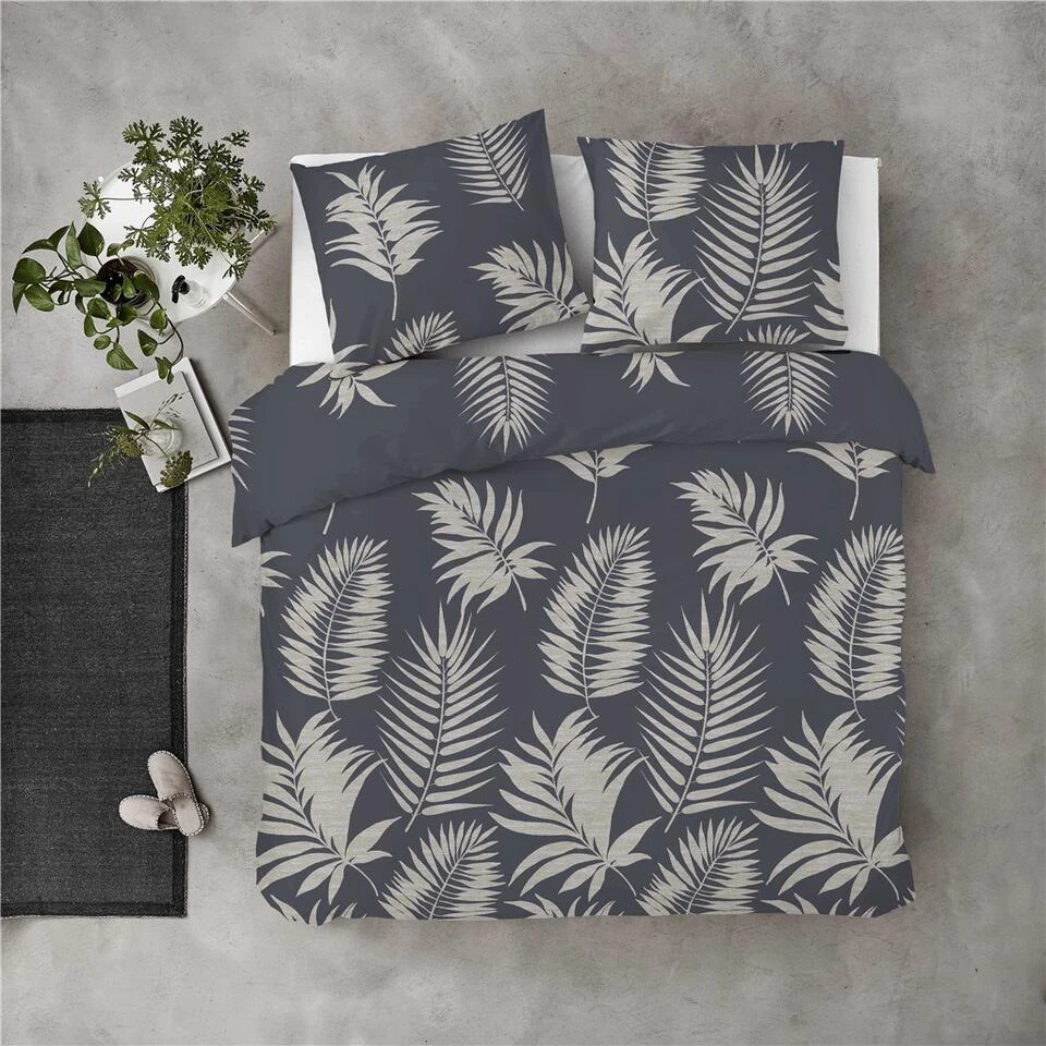 Byrklund - Dekbedovertrek Pretty Palm - 200x220 Cm - Grijs / Blauw 5 Byrklund - Dekbedovertrek Pretty Palm - 200x220 Cm - Grijs / Blauw - Afbeelding 3
