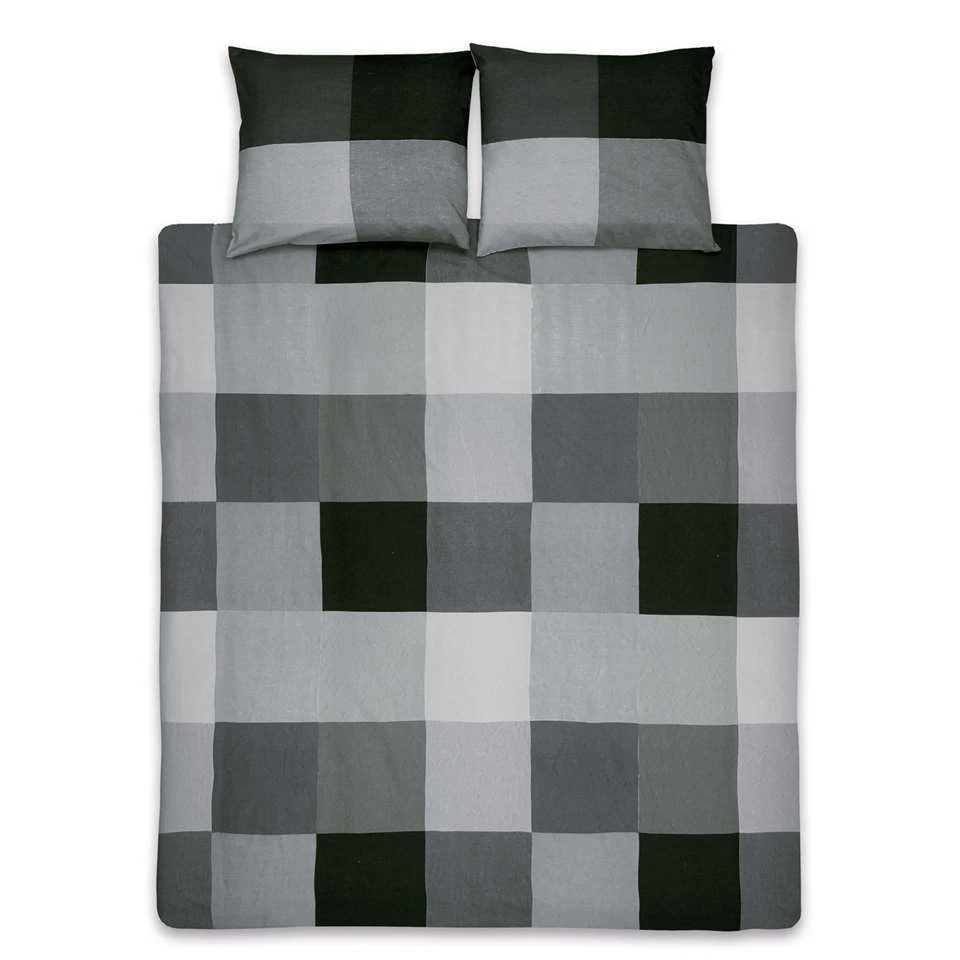Ten Cate Katoenen Tweepersoons Dekbedovertrek - 200x200/220 - Block Antraciet 4 Ten Cate Katoenen Tweepersoons Dekbedovertrek - 200x200/220 - Block Antraciet - Afbeelding 2