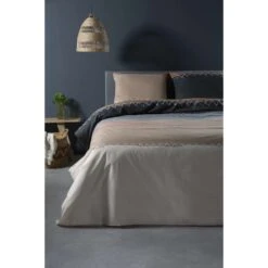 Ten Cate Katoenen Tweepersoons Dekbedovertrek - 200x200/220 - Zig Zag Taupe -Knusse Nacht 1000023967 0110