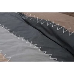 Ten Cate Katoenen Tweepersoons Dekbedovertrek - 200x200/220 - Zig Zag Taupe -Knusse Nacht 1000023967 0111