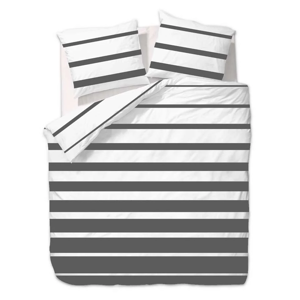 Ten Cate Katoenen Tweepersoons Dekbedovertrek - 200x200/220 - Celia Antraciet 4 Ten Cate Katoenen Tweepersoons Dekbedovertrek - 200x200/220 - Celia Antraciet - Afbeelding 2