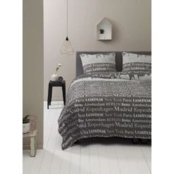 Ten Cate Katoenen Eenpersoons Dekbedovertrek - 140x200/220 - Skyline Taupe -Knusse Nacht 1000024037 0110