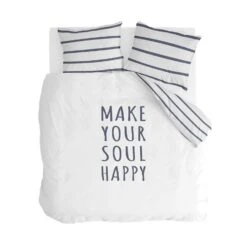 Walra - Dekbedovertrek Happy Wake Up - 240x220 Cm - Wit / Blauw