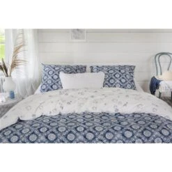 Walra - Dekbedovertrek Crossed Flowers - 200x220 Cm - Blauw / Off White -Knusse Nacht 1000024977 0102