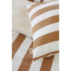 Walra - Dekbedovertrek Classic Stripe - 140x220 Cm - Cognac -Knusse Nacht 1000024990 0102