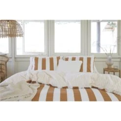 Walra - Dekbedovertrek Classic Stripe - 140x220 Cm - Cognac -Knusse Nacht 1000024990 0103