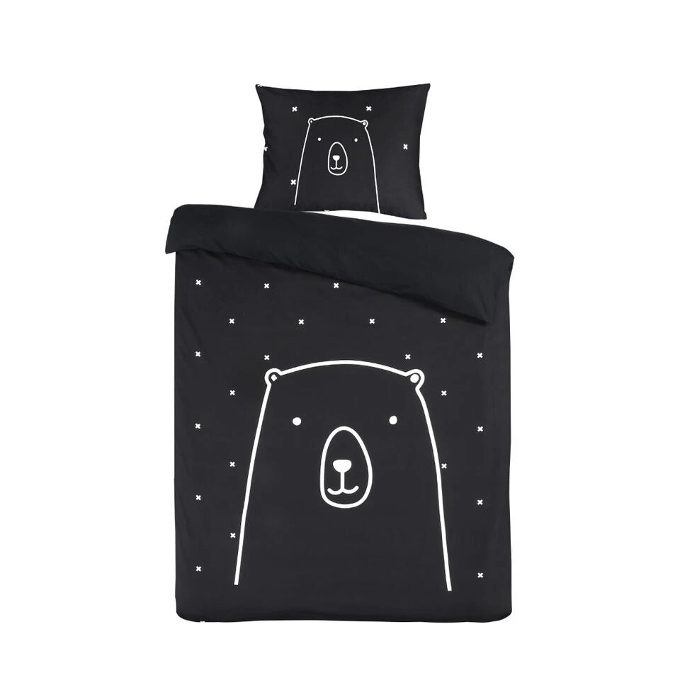 Kidzroom Bear Dekbedovertrek - 120x150 - Zwart 3 Kidzroom Bear Dekbedovertrek - 120x150 - Zwart