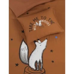 Kidzroom Fox Dekbedovertrek - 140x200 - Bruin -Knusse Nacht 1000025140 0102