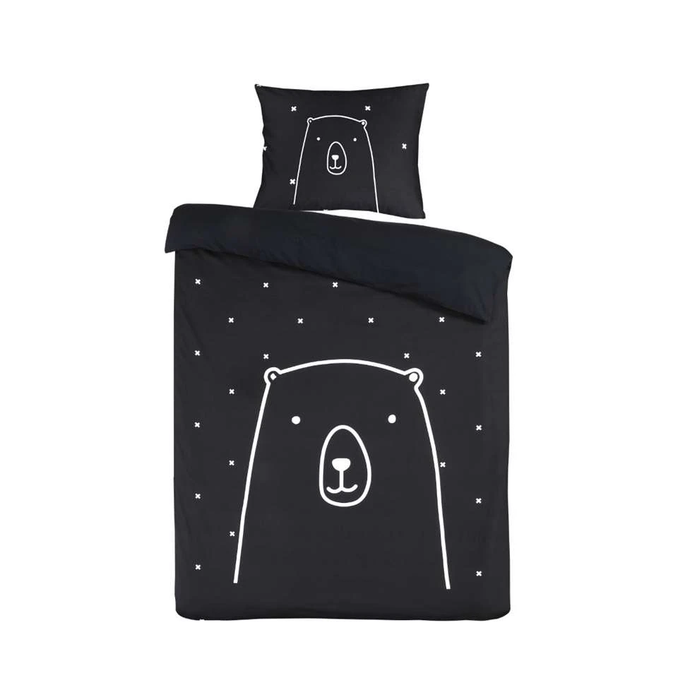 Kidzroom Bear Dekbedovertrek - 140x200 - Zwart 3 Kidzroom Bear Dekbedovertrek - 140x200 - Zwart