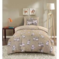 Kidzroom Cat Dekbedovertrek - 140x200 - Beige -Knusse Nacht 1000025148 0101