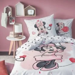 Disney Minnie Mouse Dekbedovertrek Cute - Eenpersoons - 140 X 200 Cm - Katoen -Knusse Nacht 1000025456 0102