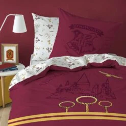 Harry Potter Dekbedovertrek Quidditch - Eenpersoons - 140 X 200 Cm - Katoen -Knusse Nacht 1000025470 0102