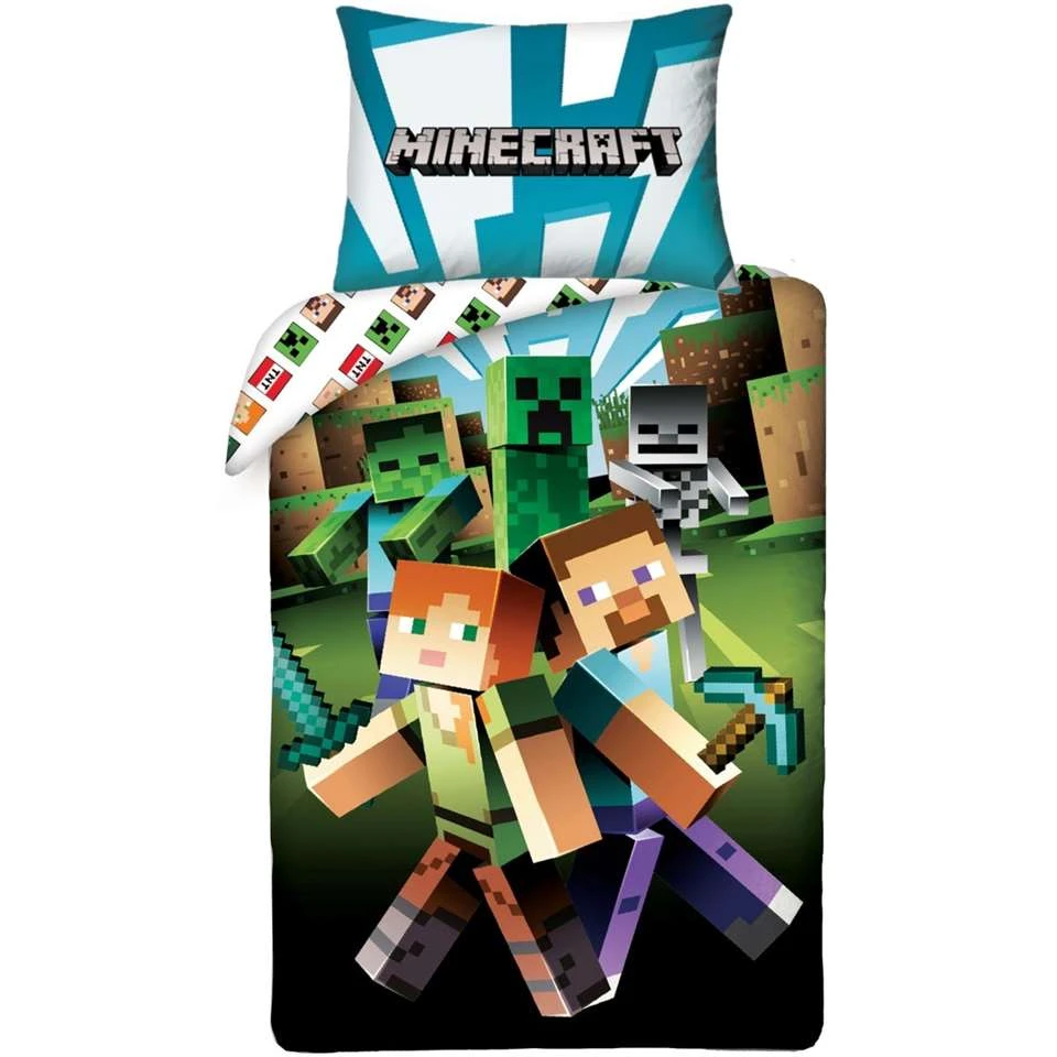 Minecraft Dekbedovertrek Monster Spawn - Eenpersoons - 140 X 200 Cm - Katoen 3 Minecraft Dekbedovertrek Monster Spawn - Eenpersoons - 140 X 200 Cm - Katoen