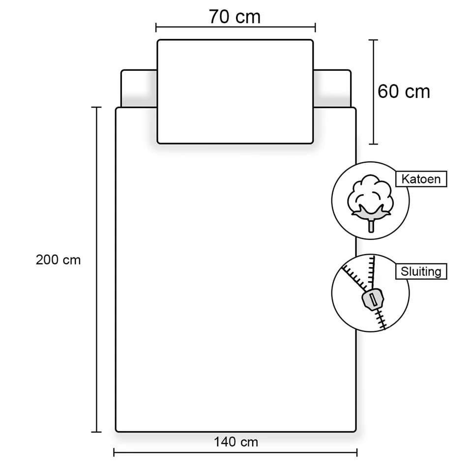 Bricks Dekbedovertrek - Eenpersoons - 140 X 200 Cm + 60 X 70 Cm - Katoen 4 Bricks Dekbedovertrek - Eenpersoons - 140 X 200 Cm + 60 X 70 Cm - Katoen - Afbeelding 2