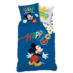Disney Mickey Mouse Dekbedovertrek Happy - Eenpersoons - 140 X 200 Cm - Katoen -Knusse Nacht 1000028660 0103