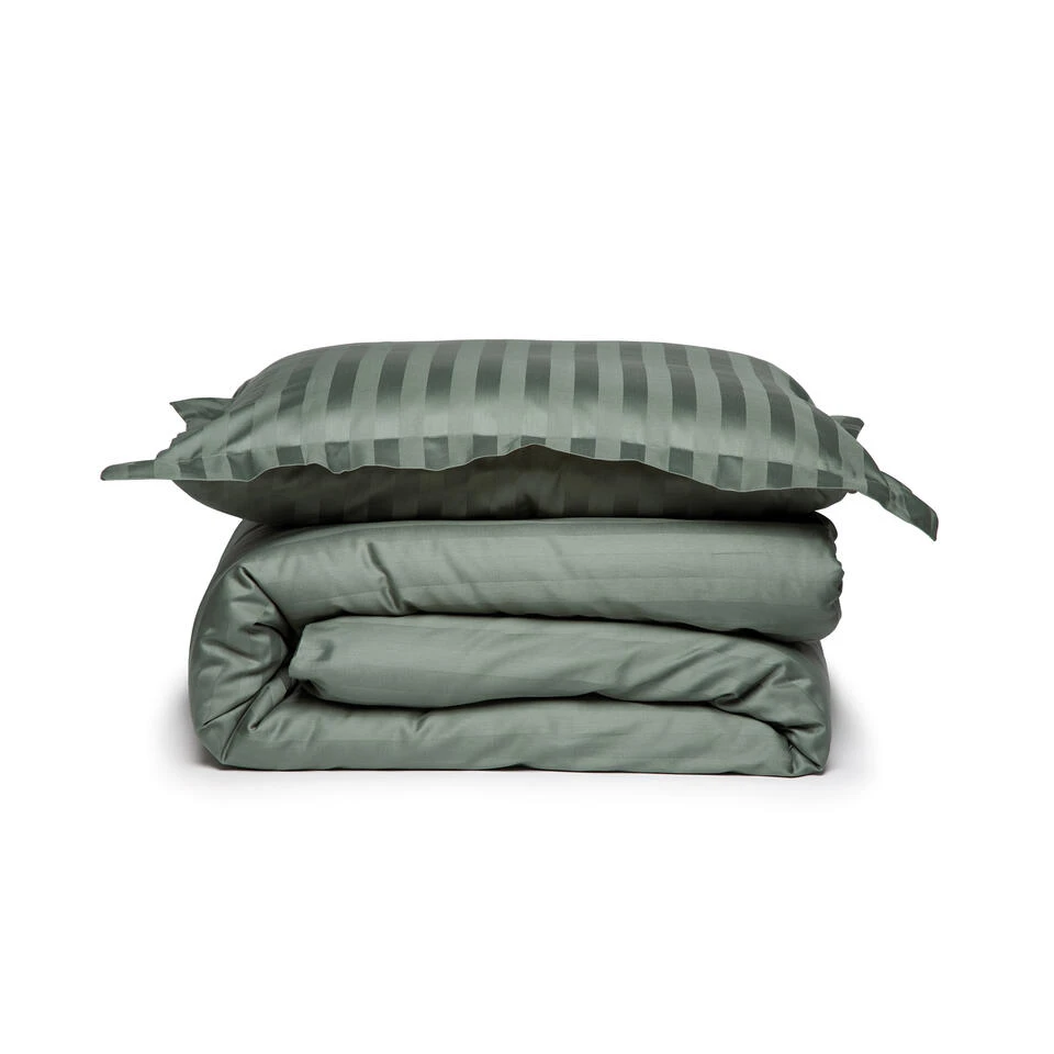 Damai Dekbedovertrek Katoen-satijn - 140x200/220cm - Groen Gestreept 4 Damai Dekbedovertrek Katoen-satijn - 140x200/220cm - Groen Gestreept - Afbeelding 2