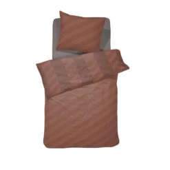 Damai Dekbedovertrek Atomy - Bio Satijn - 140x200/220 Cm - Brick Red -Knusse Nacht 1000030638 0101