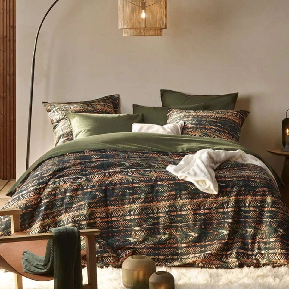 De Witte Lietaer Dekbedovertrek Rufus Khaki - 140 X 200/220 Cm - Katoen Flanel 4 De Witte Lietaer Dekbedovertrek Rufus Khaki - 140 X 200/220 Cm - Katoen Flanel - Afbeelding 2