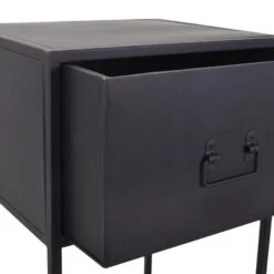 LOFT42 Djax Nachtkastje Hoog Met Lade - Zwart - Metaal - 70x40x35 -Knusse Nacht 1000032540 0101