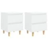 VidaXL Nachtkastjes 2 St Met Houten Poten 40x35x50 Cm Hoogglans Wit -Knusse Nacht 1000032609