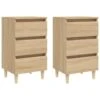 VidaXL Nachtkastjes 2 St Met Houten Poten 40x35x69 Cm Sonoma Eiken