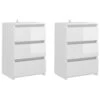 VidaXL Nachtkastjes 2 St 40x35x62,5 Cm Spaanplaat Hoogglans Wit -Knusse Nacht 1000032712