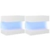 VidaXL Nachtkastjes 2 St LED 60x35 Cm Bewerkt Hout Wit -Knusse Nacht 1000032765