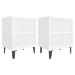 VidaXL Nachtkastjes 2 St Met Metalen Poten 40x30x50 Cm Wit