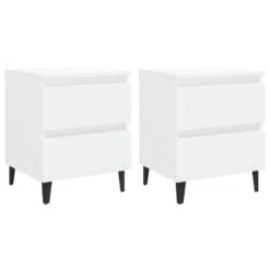 VidaXL Nachtkastjes 2 St 40x35x50 Cm Spaanplaat Hoogglans Wit