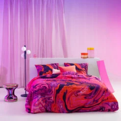 Damai Dekbedovertrek Trance - Satijn - 240x200/220 Cm - Shocking Pink -Knusse Nacht 1000034623 0102