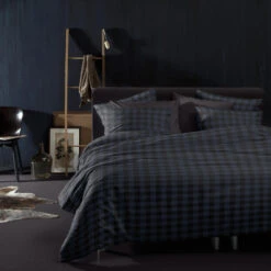 Damai Dekbedovertrek Flanel - 240x200/220cm - Blauw Ruitmotief -Knusse Nacht 1000034633 0101