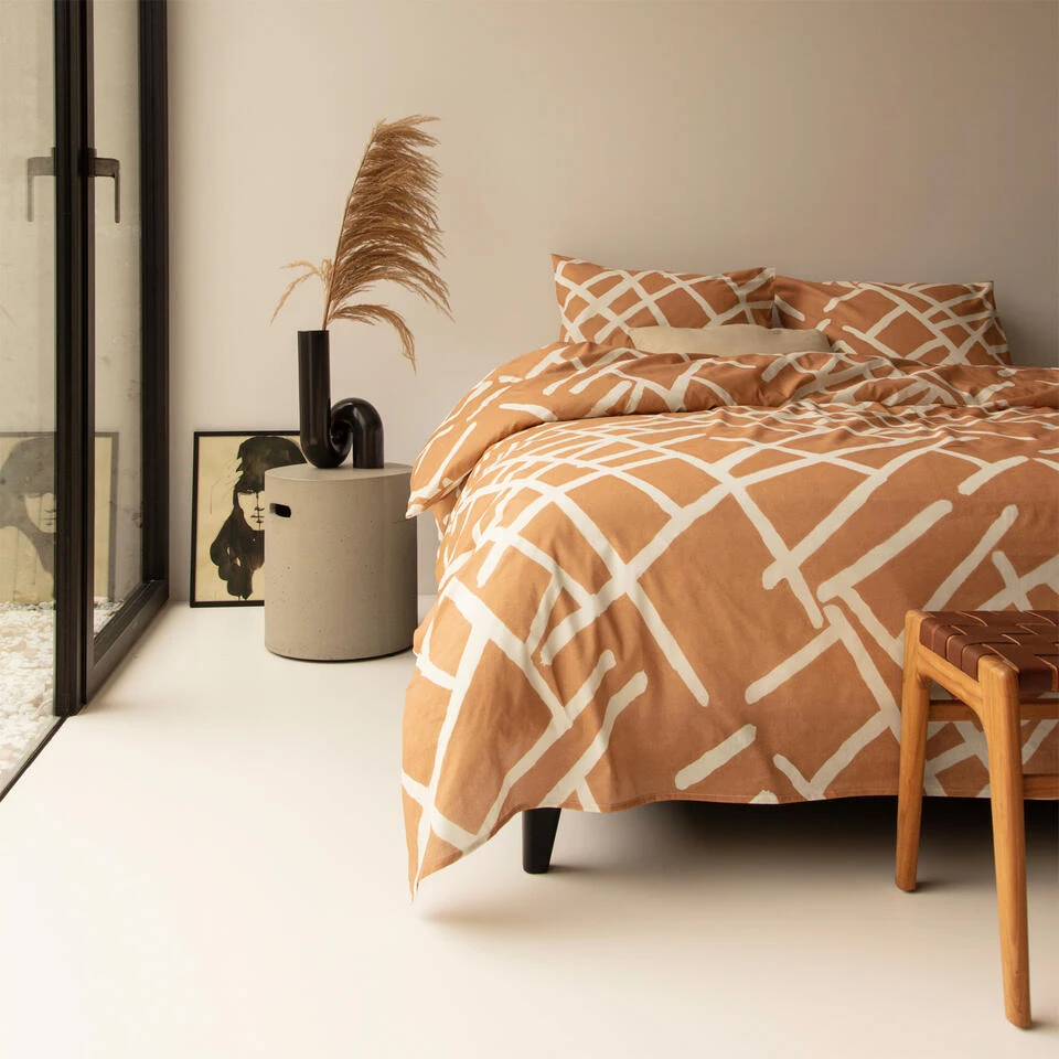 Damai Dekbedovertrek Kline - Katoen - 240x200/220 Cm - Caramel 4 Damai Dekbedovertrek Kline - Katoen - 240x200/220 Cm - Caramel - Afbeelding 2