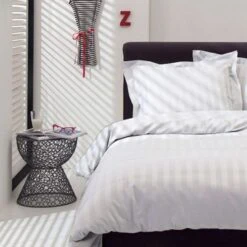 Dekbedovertrek Damai Linea White Satijn-140x200/220 -Knusse Nacht 1000035334 0103