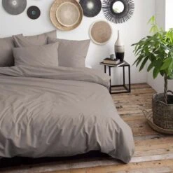 Damai Dekbedovertrek Organic Satijn Taupe-1-persoons (140 X 200/220 Cm) -Knusse Nacht 1000035355 0102