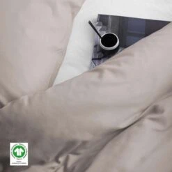 Damai Dekbedovertrek Organic Satijn Taupe-1-persoons (140 X 200/220 Cm) -Knusse Nacht 1000035355 0103