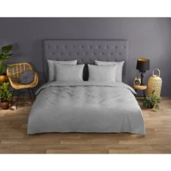 Good Morning Dekbedovertrek "Uni L.Grey" - Grijs - (240x220 Cm) -Knusse Nacht 1000035753 0111