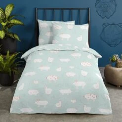 Good Morning Dekbedovertrek "Petting Zoo" - Mint - (140x220 Cm) -Knusse Nacht 1000035868 0102