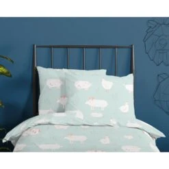 Good Morning Dekbedovertrek "Petting Zoo" - Mint - (140x220 Cm) -Knusse Nacht 1000035868 0110