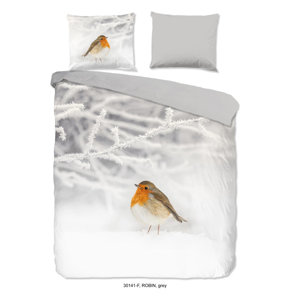 Good Morning Dekbedovertrek "Robin" - Grijs - (200x220 Cm) 3 Good Morning Dekbedovertrek "Robin" - Grijs - (200x220 Cm)