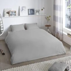 Good Morning Dekbedovertrek "Uni L.Grey" - Grijs - (140x220 Cm) -Knusse Nacht 1000035954 0101