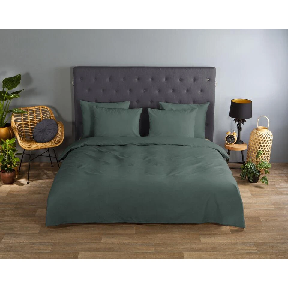 Good Morning Dekbedovertrek "Uni Olive Green" - Groen - (140x220 Cm) 4 Good Morning Dekbedovertrek "Uni Olive Green" - Groen - (140x220 Cm) - Afbeelding 2