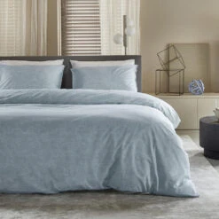 Damai Dekbedovertrek Ebba - Biologisch Katoen - 260x200/220 Cm - Soft Blue -Knusse Nacht 1000038146 0102