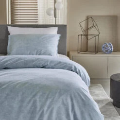 Damai Dekbedovertrek Ebba - Biologisch Katoen - 140x200/220 Cm - Soft Blue -Knusse Nacht 1000038147 0102
